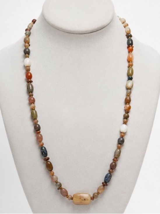 Jewelry - Vintage Artisan Genuine Stone Bead Necklace | Earth Tone | Barrel Clasp | 70s–90